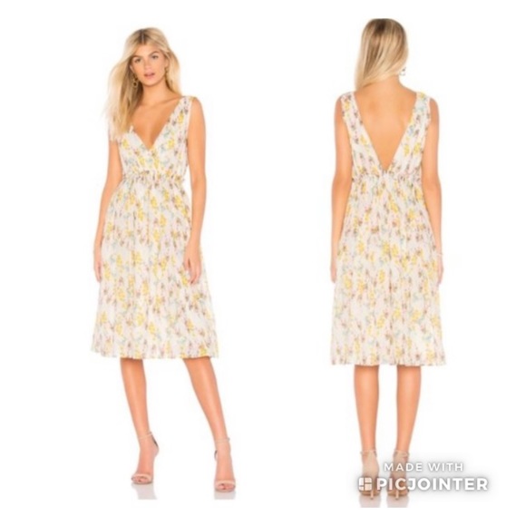 NEW LINE & DOT REVOLVE Fleur Yellow Flower Print Dress - Picture 14 of 14